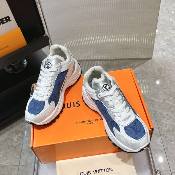 LV Run 55 Sneaker 50mm Blue Grey Monogram Jacquard Fabric
