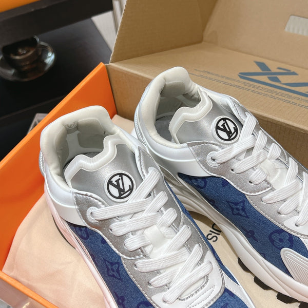 LV Run 55 Sneaker 50mm Blue Grey Monogram Jacquard Fabric