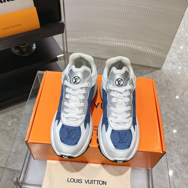 LV Run 55 Sneaker 50mm Blue Grey Monogram Jacquard Fabric