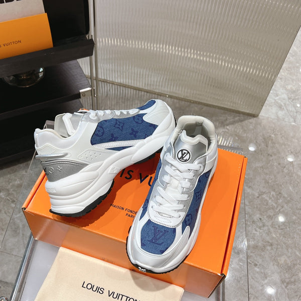 LV Run 55 Sneaker 50mm Blue Grey Monogram Jacquard Fabric