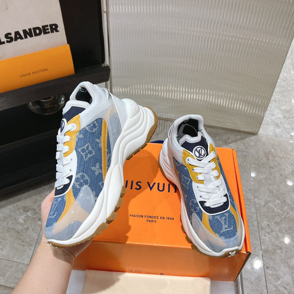 LV Run 55 Sneaker 50mm Blue Orange Monogram Jacquard Fabric