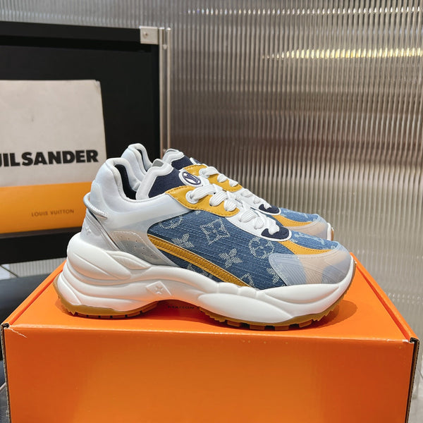 LV Run 55 Sneaker 50mm Blue Orange Monogram Jacquard Fabric