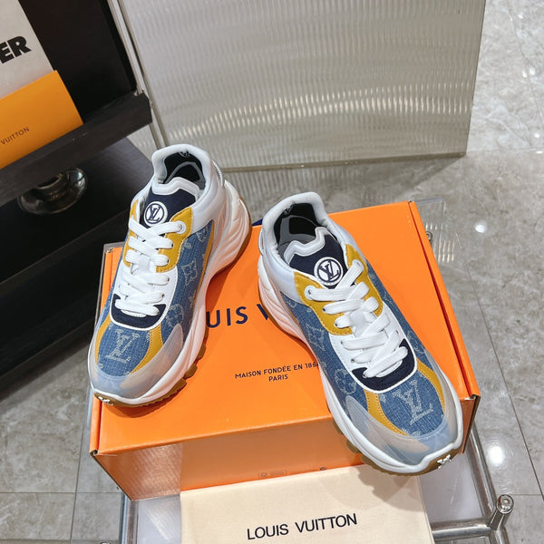 LV Run 55 Sneaker 50mm Blue Orange Monogram Jacquard Fabric