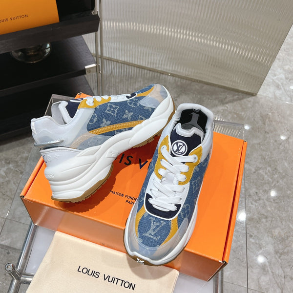 LV Run 55 Sneaker 50mm Blue Orange Monogram Jacquard Fabric