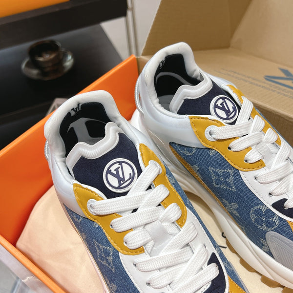 LV Run 55 Sneaker 50mm Blue Orange Monogram Jacquard Fabric