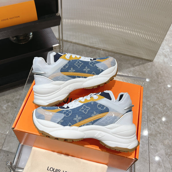 LV Run 55 Sneaker 50mm Blue Orange Monogram Jacquard Fabric