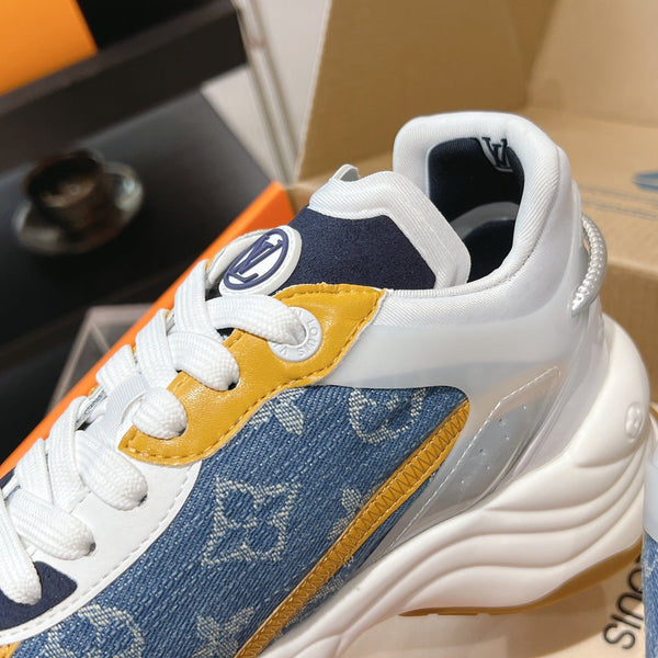 LV Run 55 Sneaker 50mm Blue Orange Monogram Jacquard Fabric