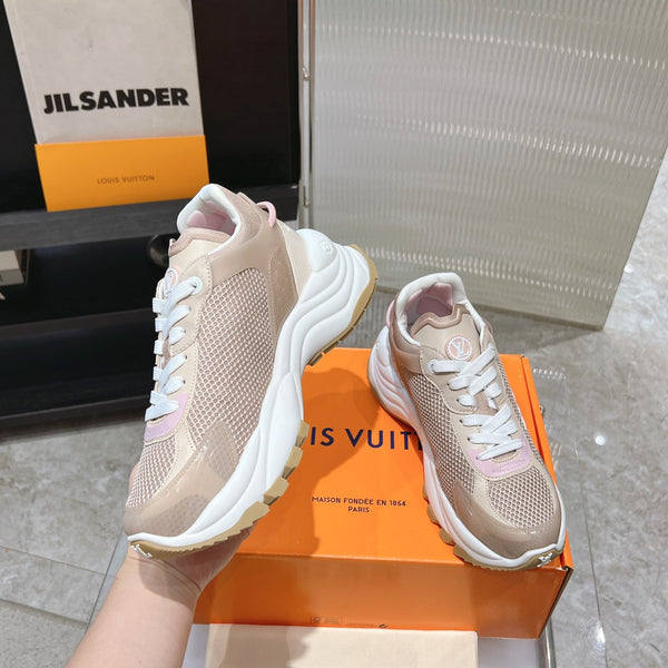 LV Run 55 Sneaker 50mm Brown Pink Polyester Mesh Fabric