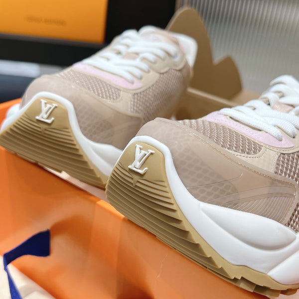 LV Run 55 Sneaker 50mm Brown Pink Polyester Mesh Fabric