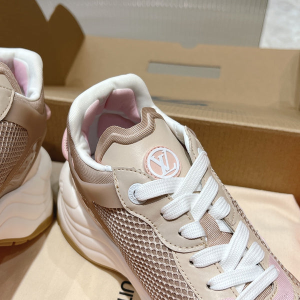 LV Run 55 Sneaker 50mm Brown Pink Polyester Mesh Fabric