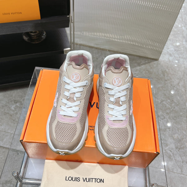 LV Run 55 Sneaker 50mm Brown Pink Polyester Mesh Fabric