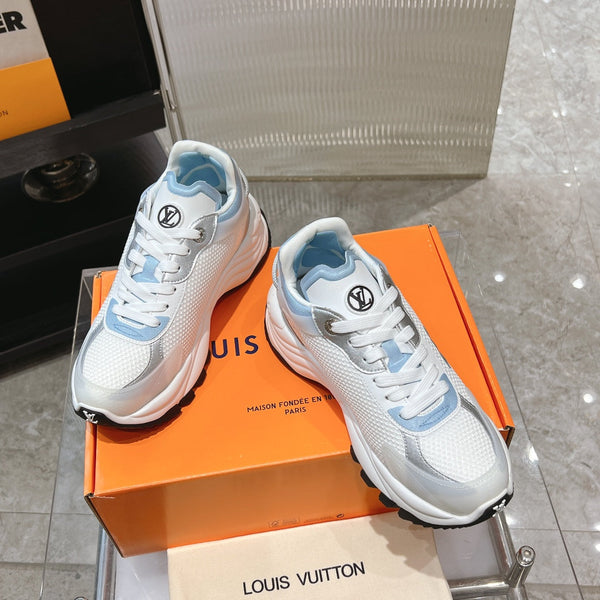 LV Run 55 Sneaker 50mm White Light Blue Polyester Mesh Fabric