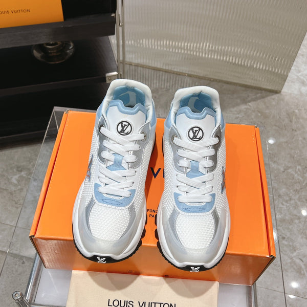 LV Run 55 Sneaker 50mm White Light Blue Polyester Mesh Fabric