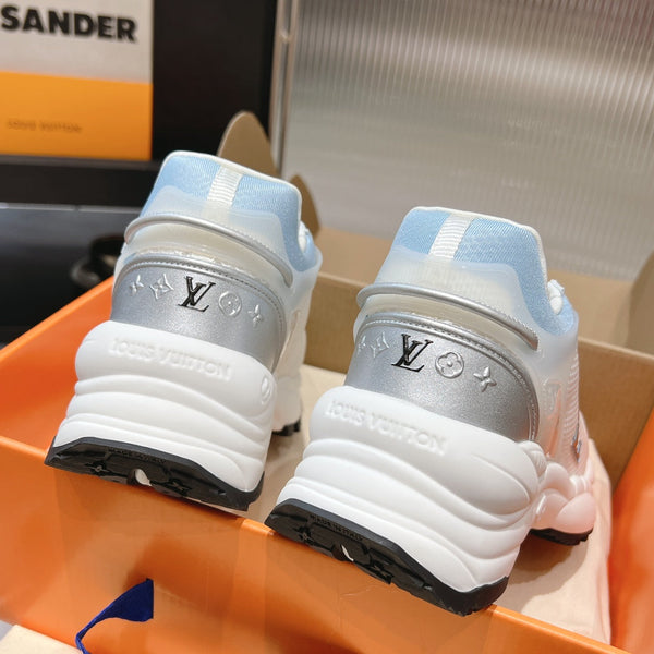 LV Run 55 Sneaker 50mm White Light Blue Polyester Mesh Fabric