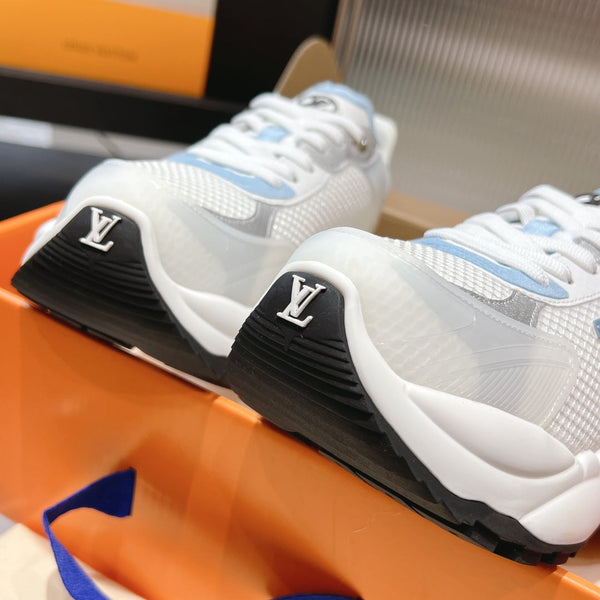 LV Run 55 Sneaker 50mm White Light Blue Polyester Mesh Fabric