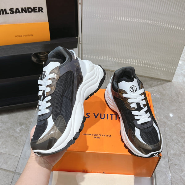 Sneaker LV Run 55 da 50 mm in tessuto a rete di poliestere nero