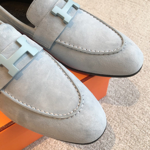 Paris Loafer Baby Blue Suede Calfskin With Signature Buckle 509349