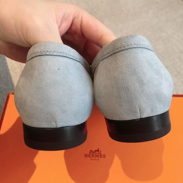 Paris Loafer Baby Blue Suede Calfskin With Signature Buckle 509349