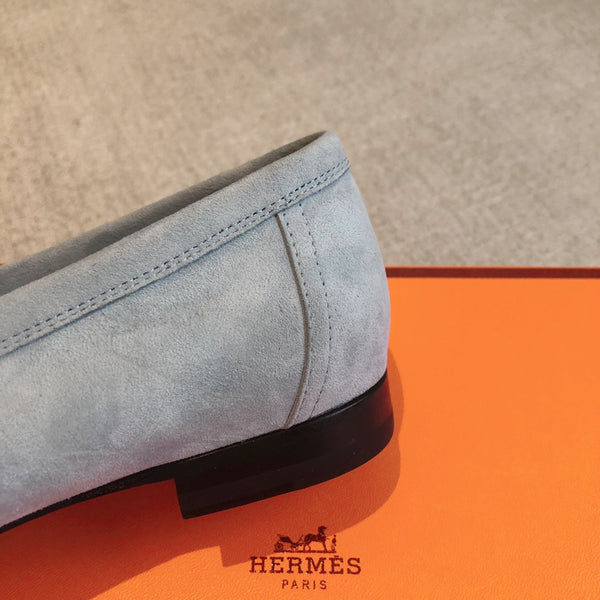 Paris Loafer Baby Blue Suede Calfskin With Signature Buckle 509349