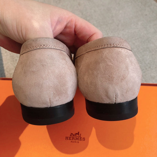 Paris Loafer Peach Suede Calfskin With Signature Buckle 509351