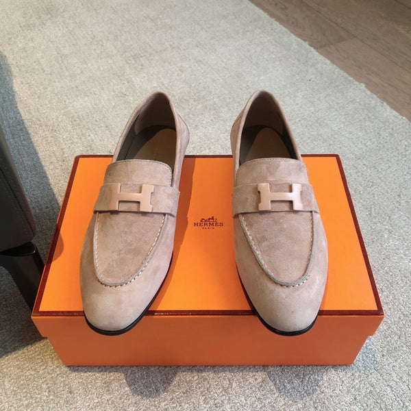 Paris Loafer Peach Suede Calfskin With Signature Buckle 509351