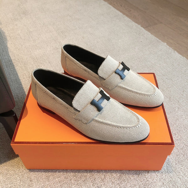 Paris Loafer Grey Canvas With Black Signature Buckle 509369