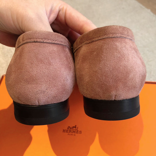 Royal Loafer Pink Suede Calfskin With Fringe Detail And Silver Signature Buckle 509432