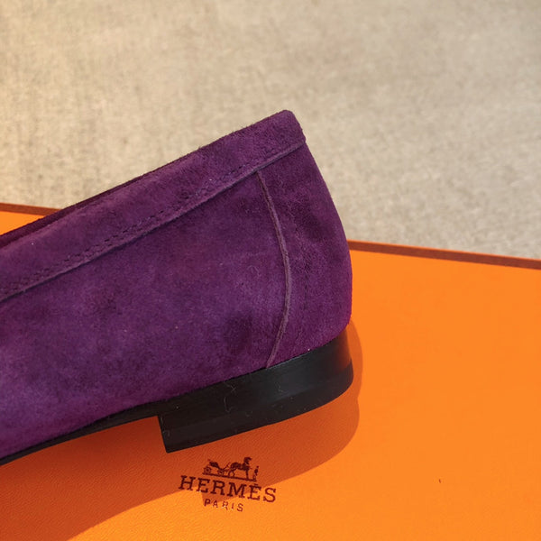 Royal Loafer Purple Mix Pink Suede Calfskin With Fringe Detail And Silver Signature Buckle 509437