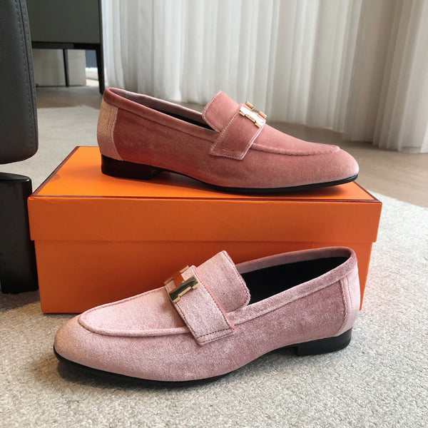 Paris Loafer Pink Velvet Fabric With Pink Gold Signature Buckle 509392