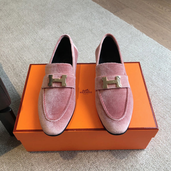 Paris Loafer Pink Velvet Fabric With Pink Gold Signature Buckle 509392