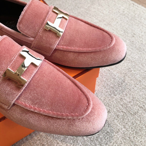 Paris Loafer Pink Velvet Fabric With Pink Gold Signature Buckle 509392