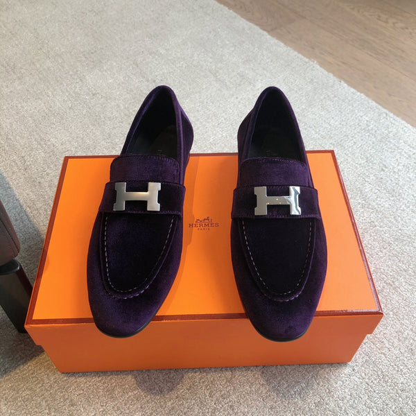 Paris Loafer Purple Velvet Fabric With Silver Signature Buckle 509394