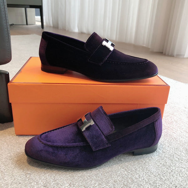 Paris Loafer Purple Velvet Fabric With Silver Signature Buckle 509394