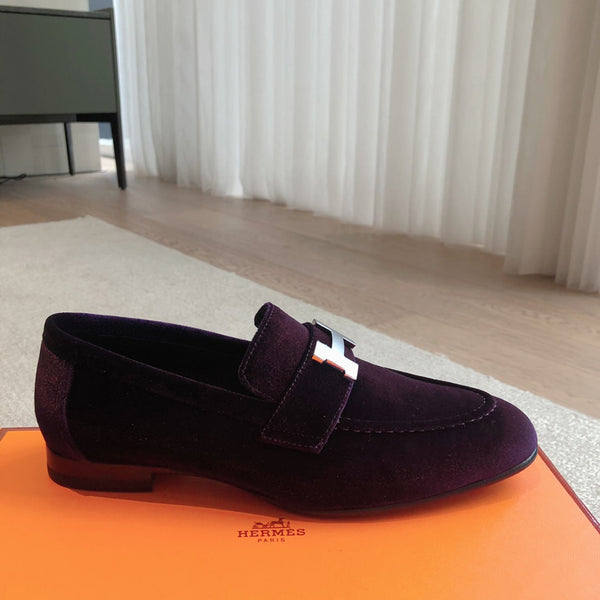 Paris Loafer Purple Velvet Fabric With Silver Signature Buckle 509394