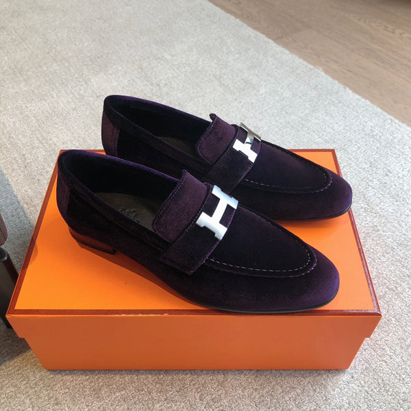 Paris Loafer Purple Velvet Fabric With Silver Signature Buckle 509394