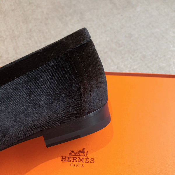 Paris Loafer Black Velvet Fabric With Silver Signature Buckle 509395