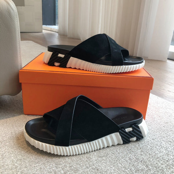 SANDALO HM INFRA IN CAMOSCIO NERO