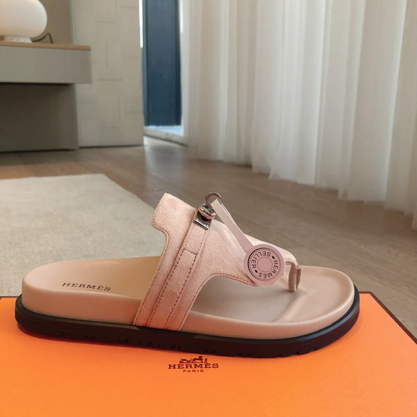 Empire Sandal Peach Lambskin Suede Goatskin
