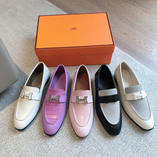 Paris Loafer Grey Canvas and White Calfskin With Signature Buckle 734378