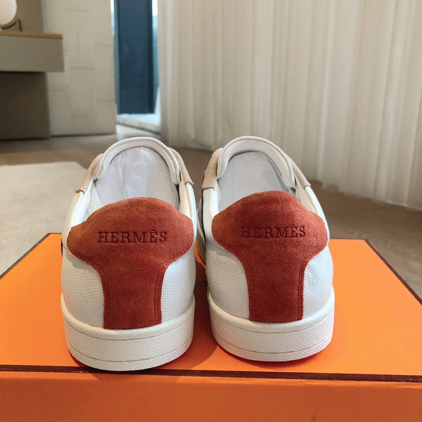 SNEAKER HM BOOMERANG IN CAMOSCIO PIETRA E PELLE DI VITELLO BIANCA