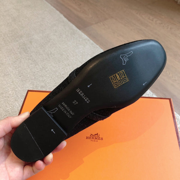 HM OZ Mule Denim Black Cowhide 756855