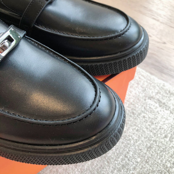 SNEAKER SLIP-ON HM GAME IN PELLE DI VITELLO NERA