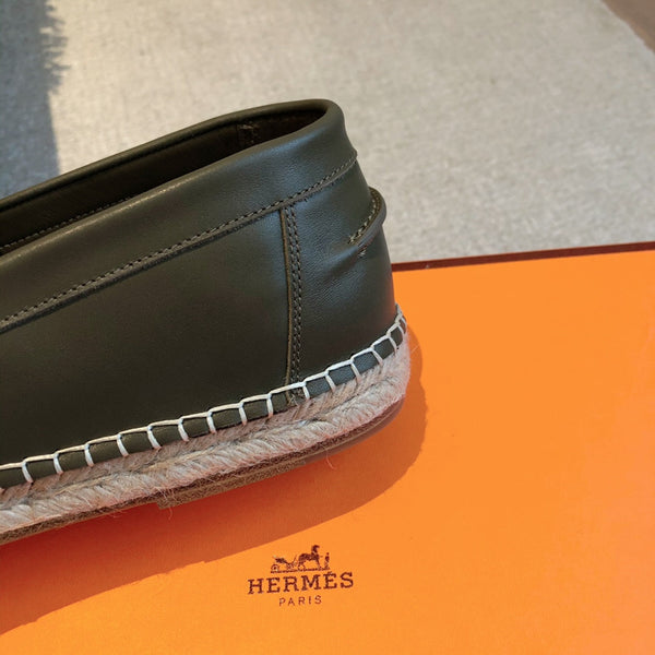 HM Trip Espadrille Olive Calfskin