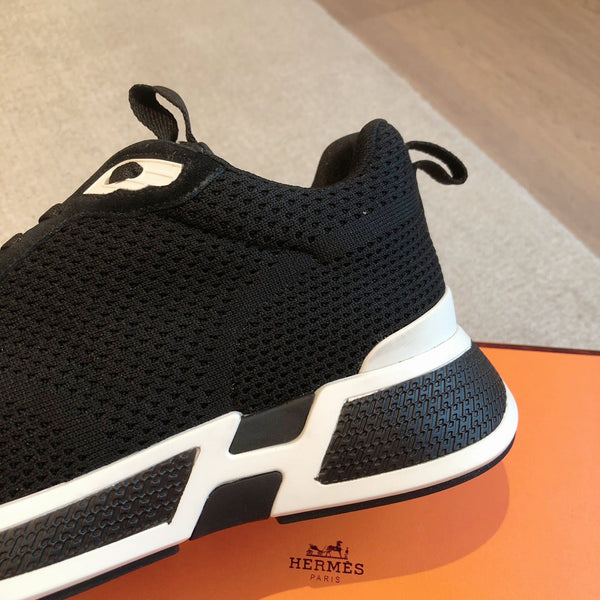 HM Heros Sneaker In Black Mix White Calfskin And Mesh Fabric  970870