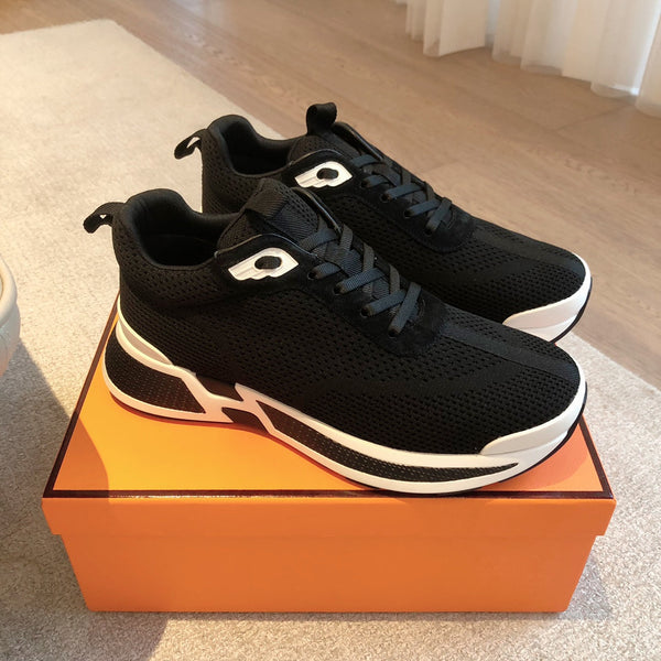 HM Heros Sneaker In Black Mix White Calfskin And Mesh Fabric  970870