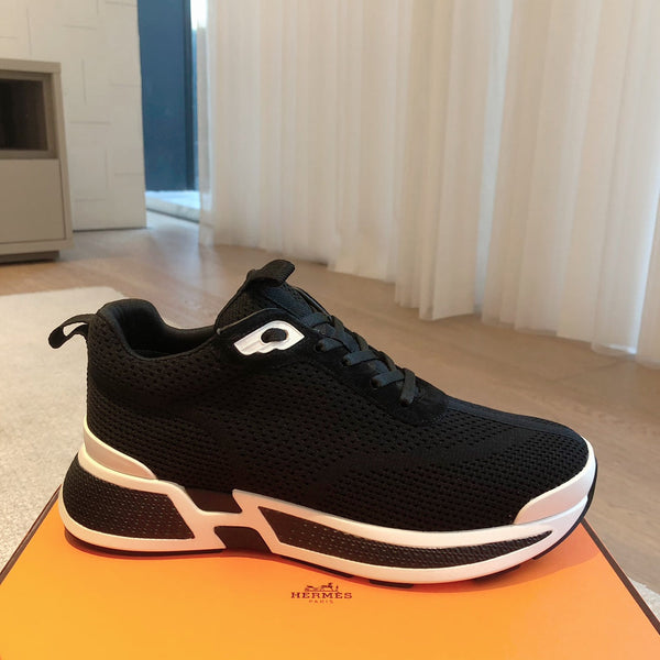 HM Heros Sneaker In Black Mix White Calfskin And Mesh Fabric  970870