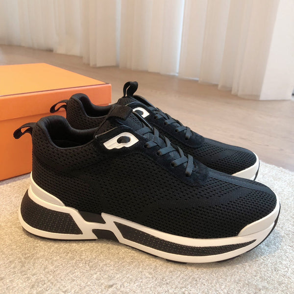 HM Heros Sneaker In Black Mix White Calfskin And Mesh Fabric 970870