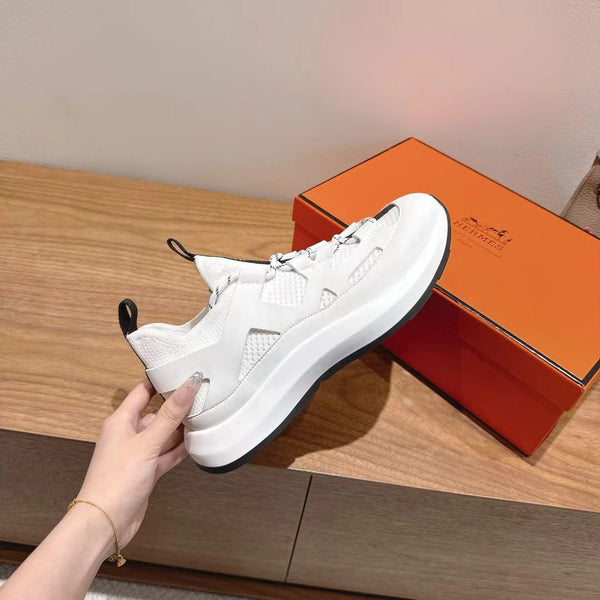 Sneaker HM 25 Katana in pelle di vitello bianca e marrone 353495