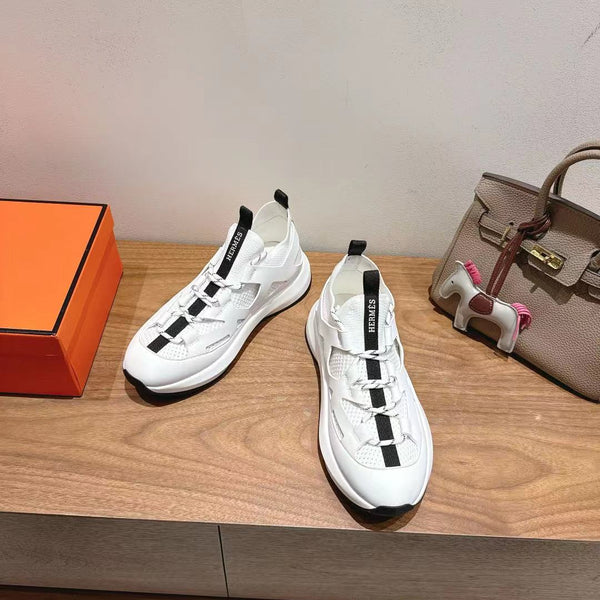 Sneaker HM 25 Katana in pelle di vitello bianca e marrone 353495