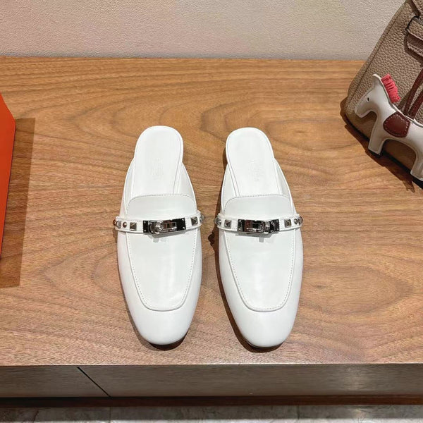 HM OZ Mule 25 White Calfskin